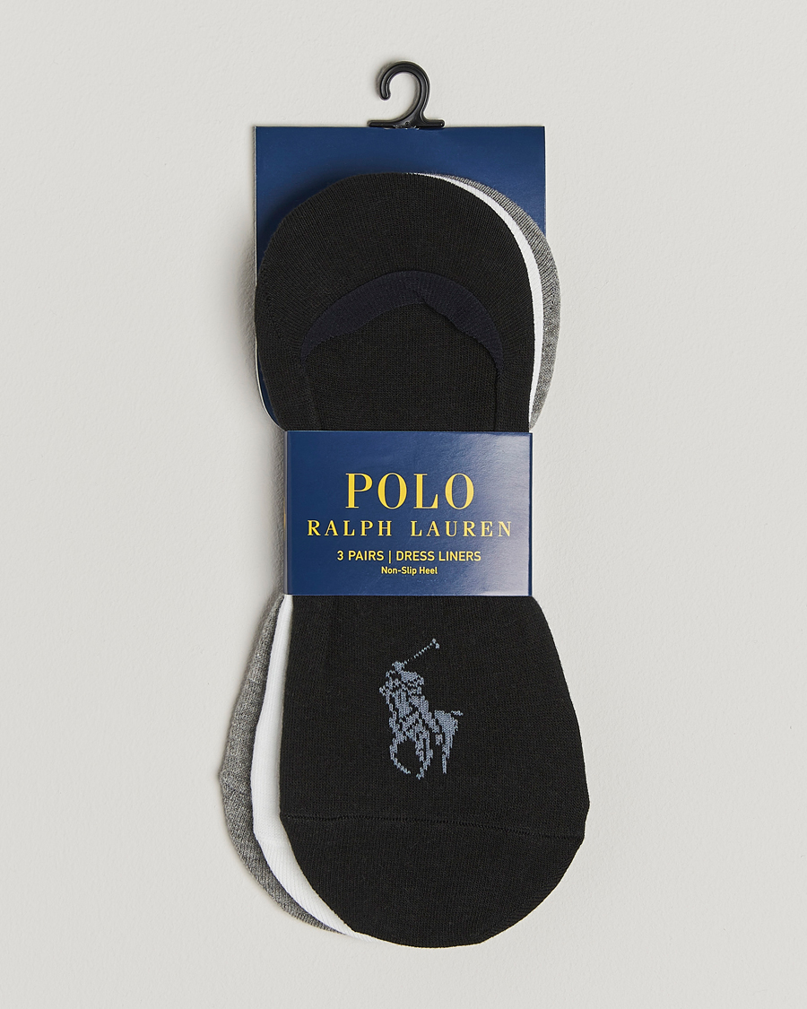 Heren | Ondergoed | Polo Ralph Lauren | 3-Pack No Show Big Pony Pony Socks Black/White/Grey