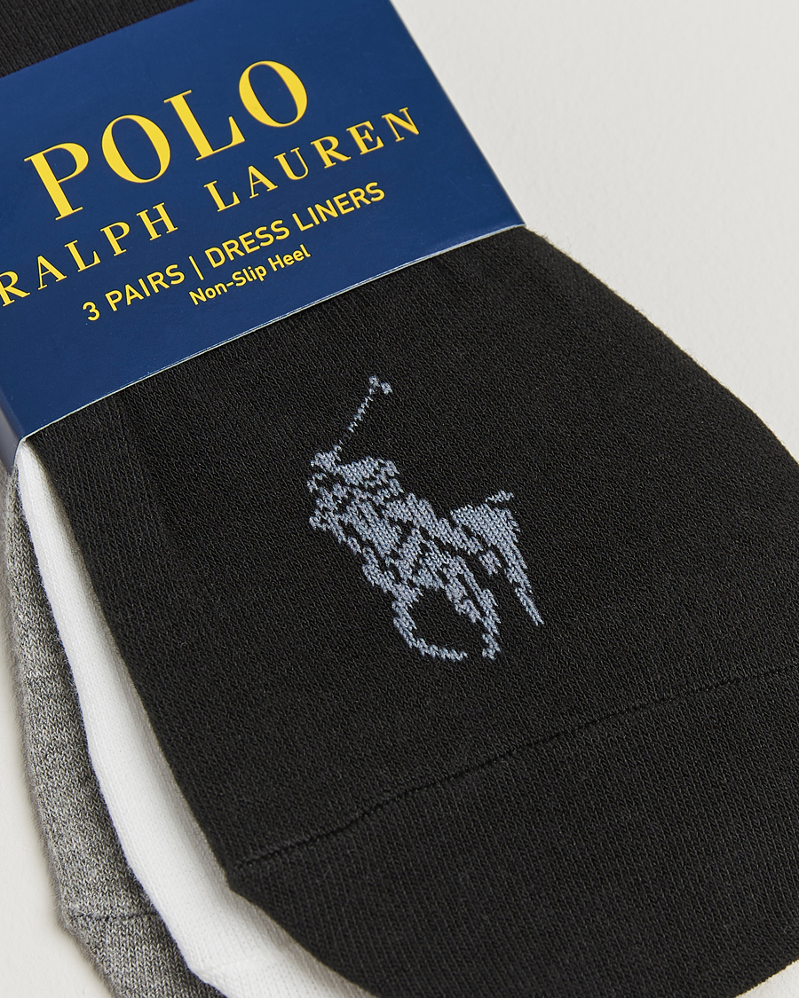 Heren | Ondergoed | Polo Ralph Lauren | 3-Pack No Show Big Pony Pony Socks Black/White/Grey