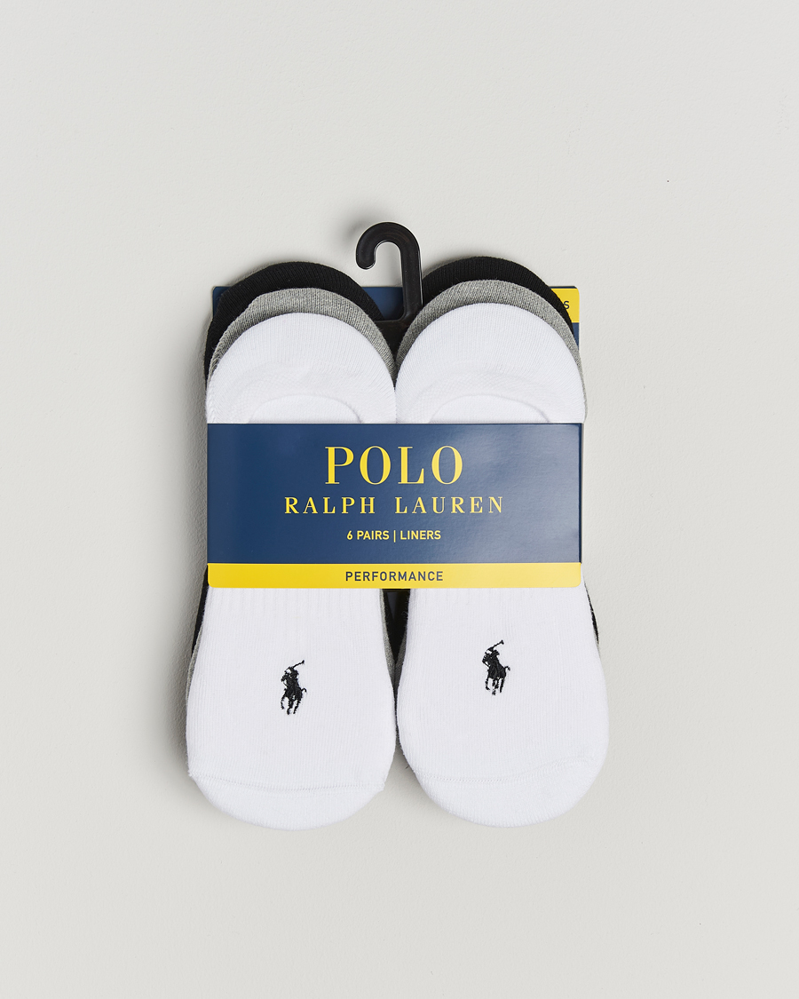 Heren | Ondergoed | Polo Ralph Lauren | 6-Pack No Show Big Pony Pony Socks Black/White/Grey