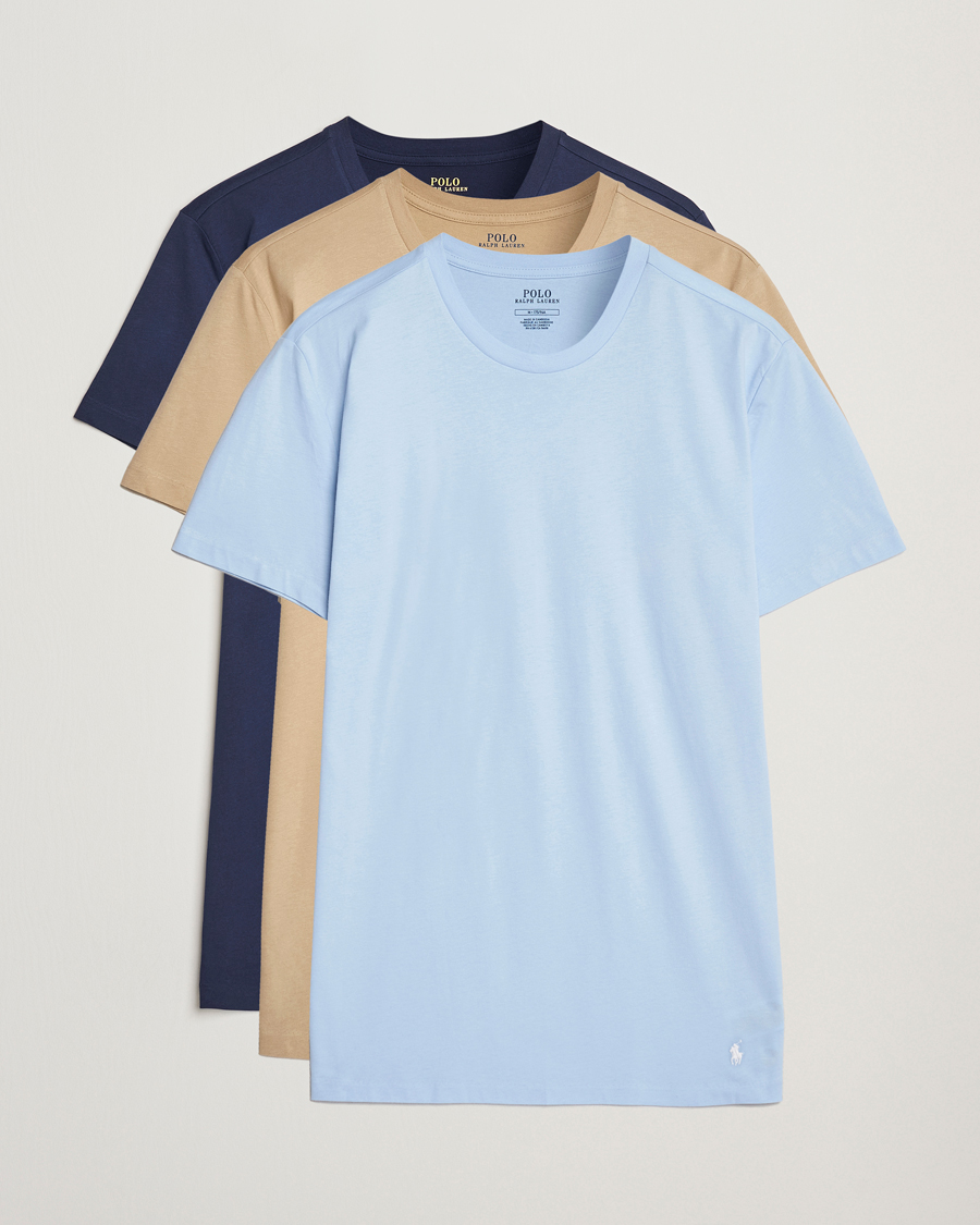 Heren | T-shirts | Polo Ralph Lauren | 3-Pack Crew Neck T-Shirt Navy/Blue/Khaki