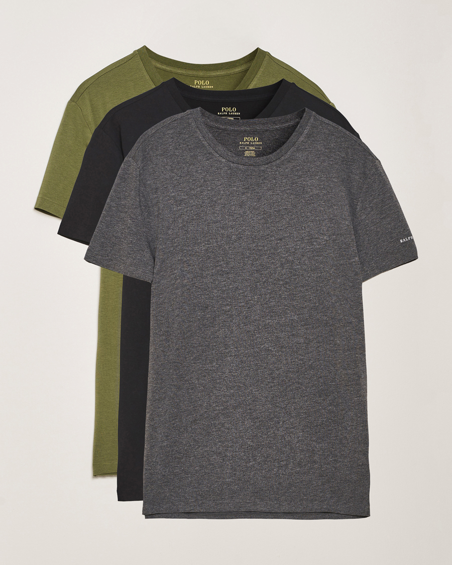 Heren | T-shirts | Polo Ralph Lauren | 3-Pack Crew Neck T-Shirt Black/Green/Grey