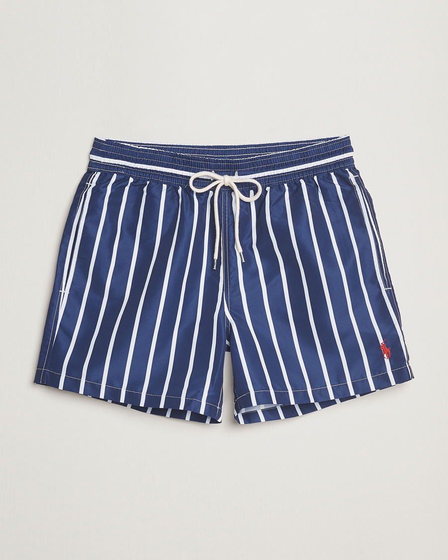 Heren | Zwembroek | Polo Ralph Lauren | Traveler Boxer Swimshorts Navy Vertical Wide Stripe