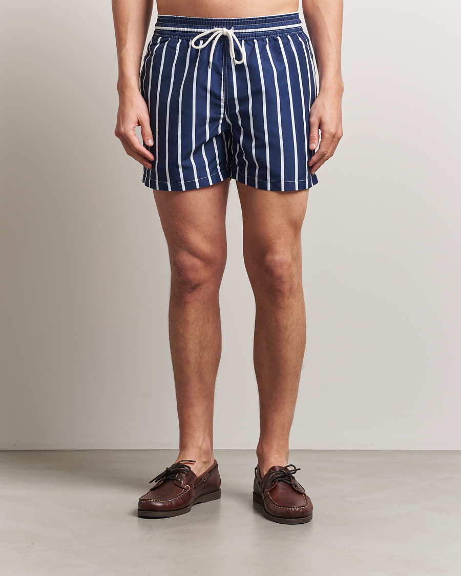 Heren | Zwembroek | Polo Ralph Lauren | Traveler Boxer Swimshorts Navy Vertical Wide Stripe