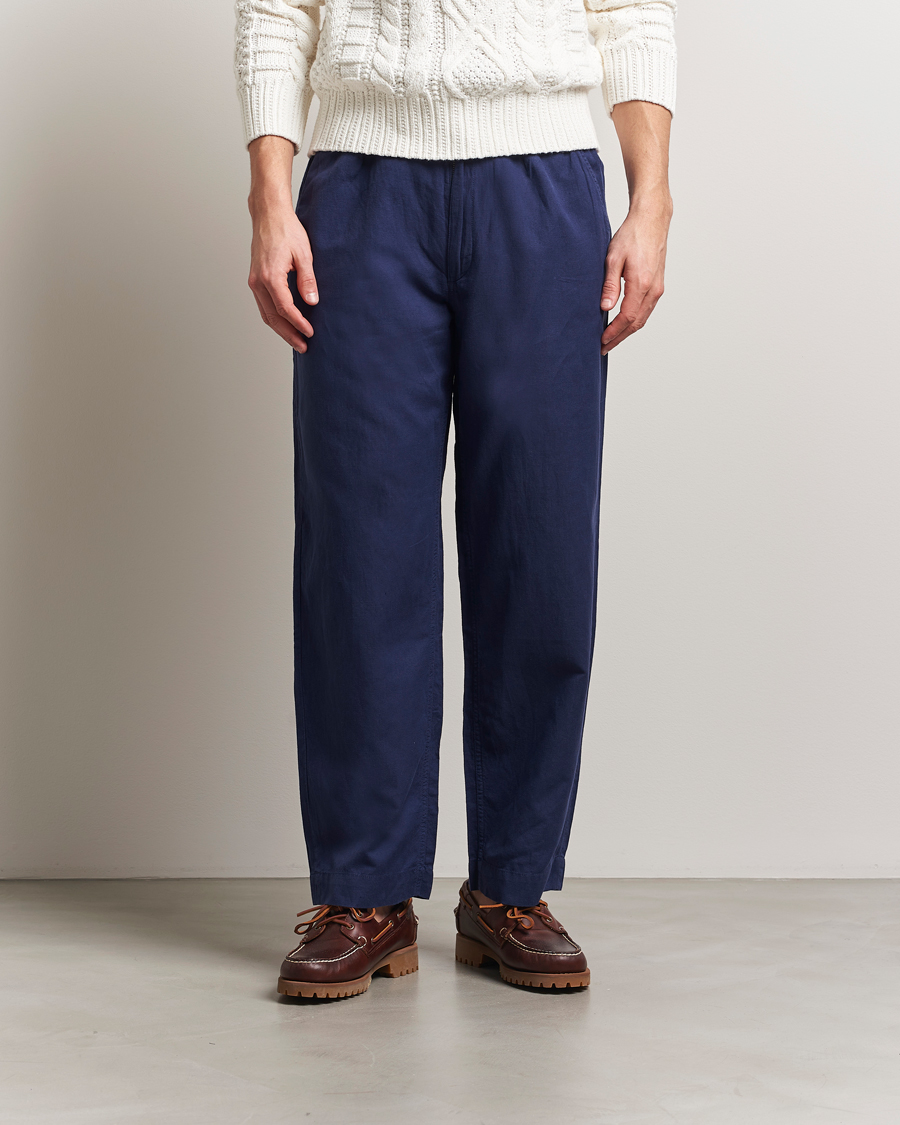 Heren | Broeken | Polo Ralph Lauren | Pleated Cotton Linen Pants Newport Navy