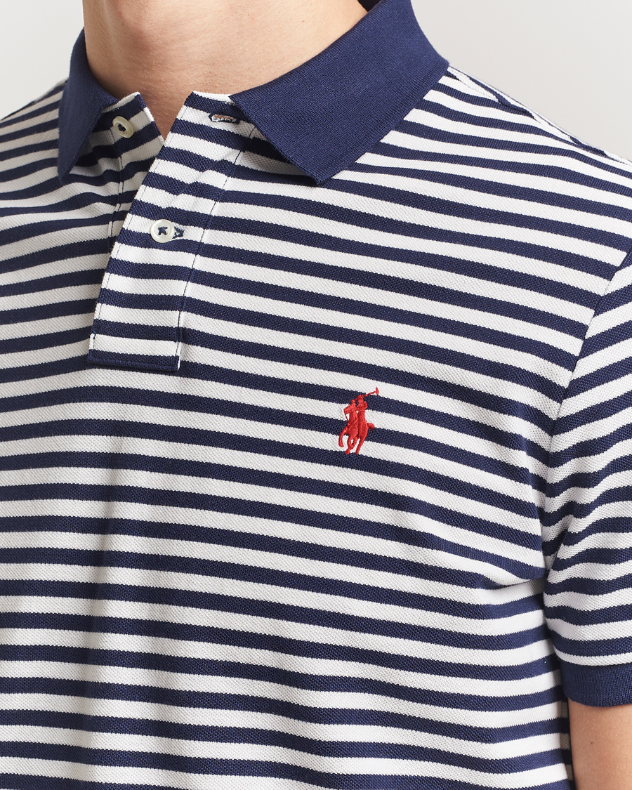 Heren | Polo's | Polo Ralph Lauren | Custom Slim Fit Striped Polo Deckwash White/Navy