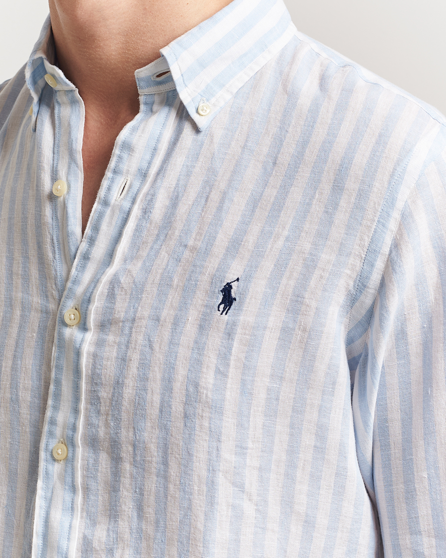 Heren | Overhemden | Polo Ralph Lauren | Custom Fit Striped Linen Shirt Office Blue/White