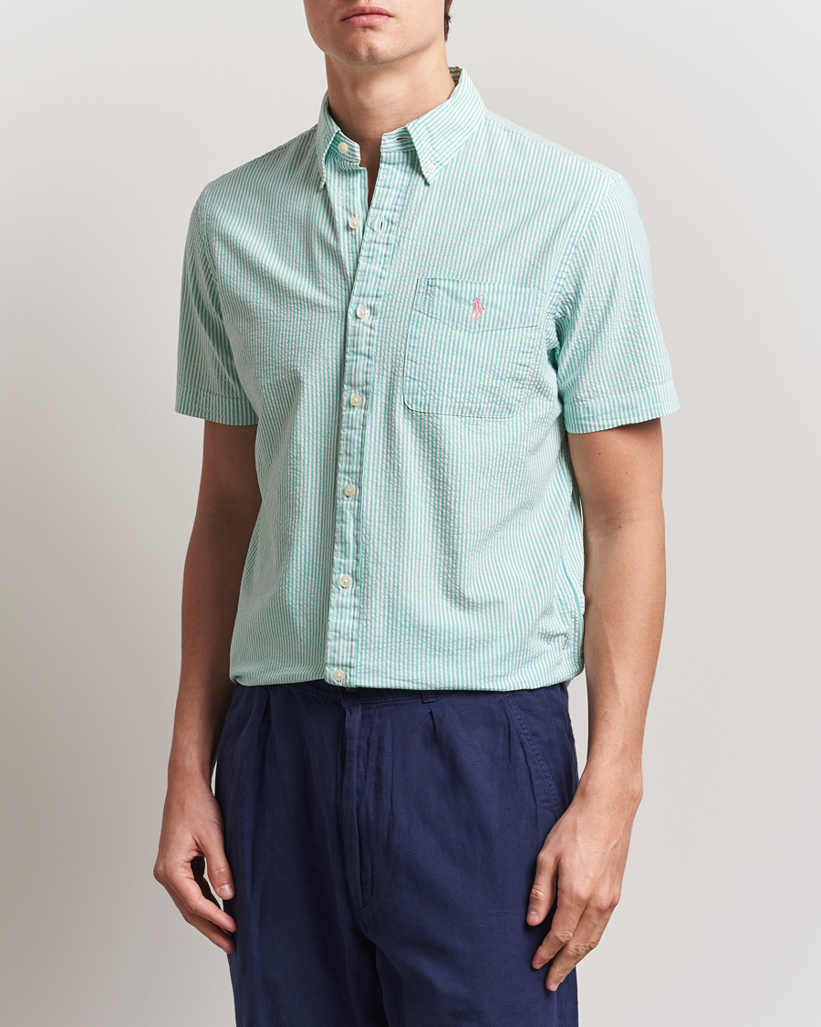Heren | Overhemden | Polo Ralph Lauren | Seersucker Short Sleeve Striped Shirt Green/White