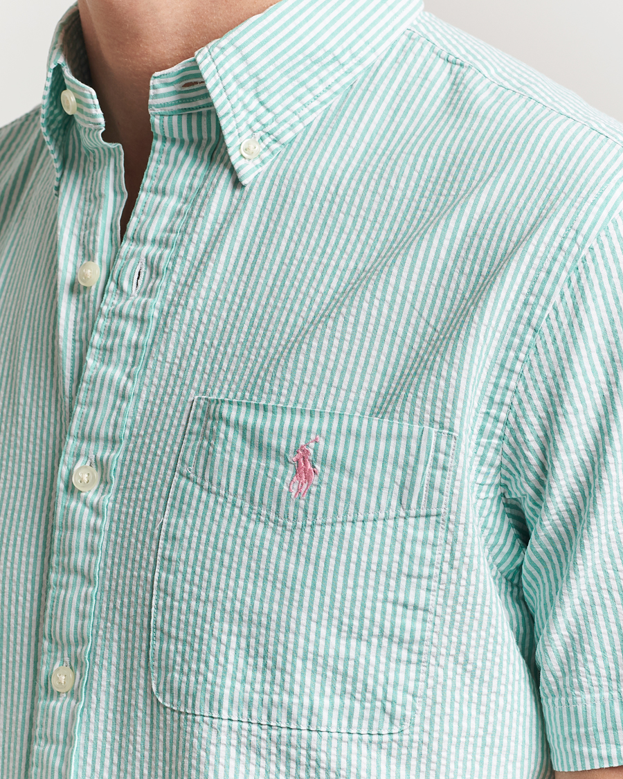 Heren | Overhemden | Polo Ralph Lauren | Seersucker Short Sleeve Striped Shirt Green/White