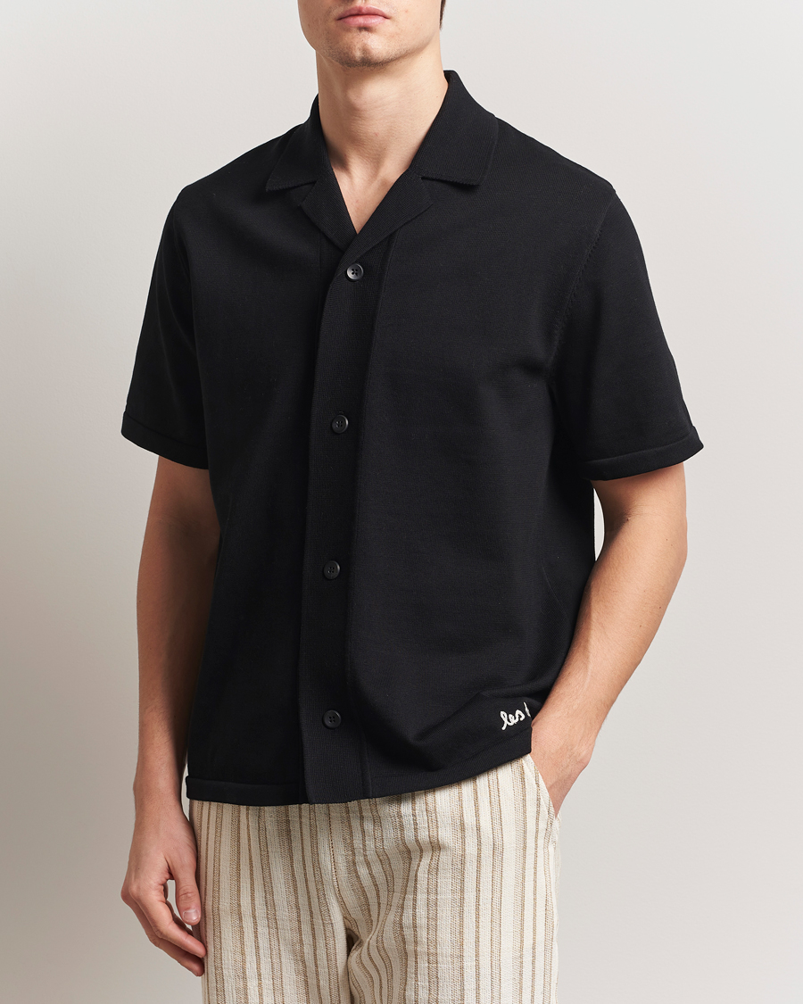 Homme | Chemises | LES DEUX | Geoffery Short Sleeve Knitted Shirt Black