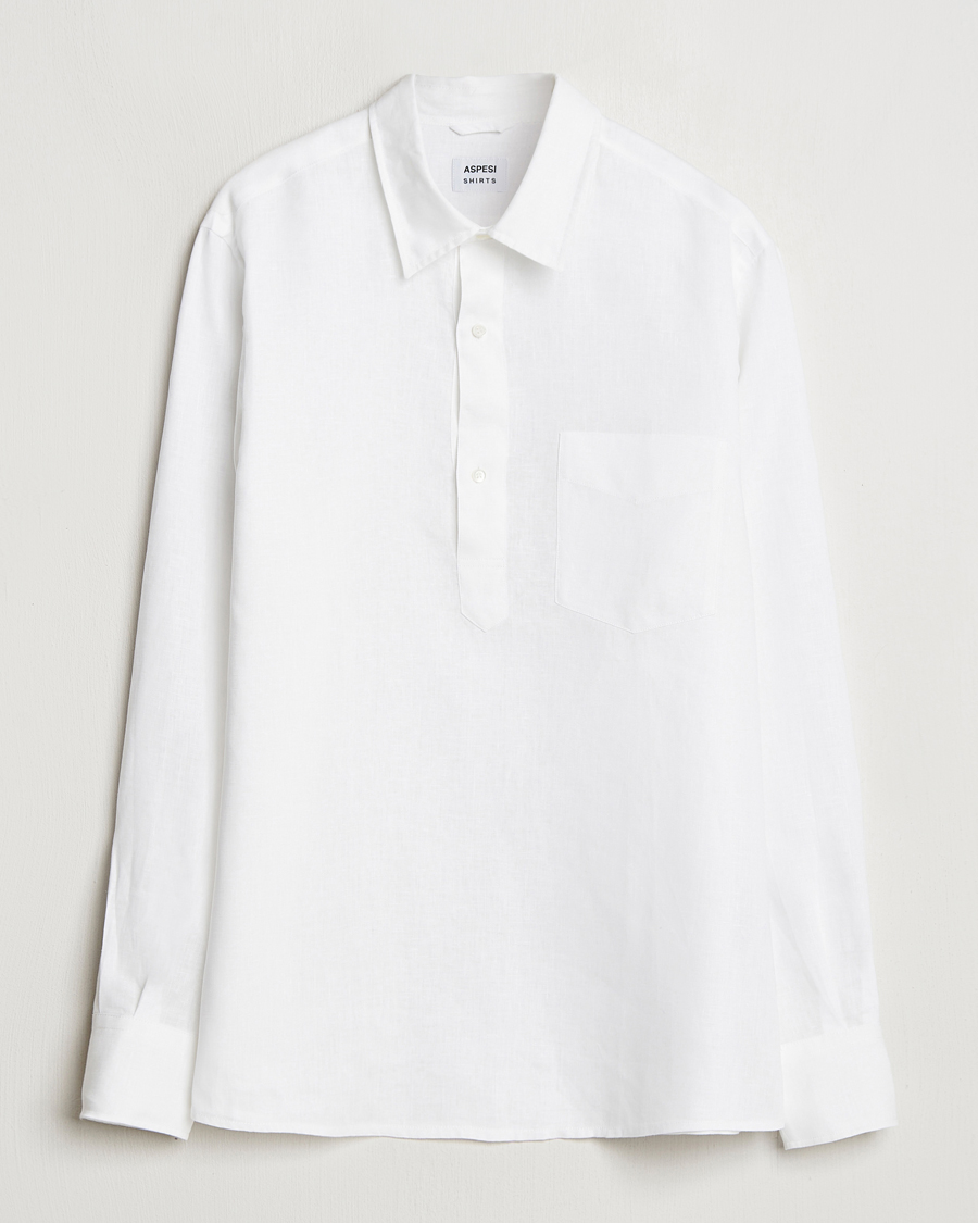 Heren | Overhemden | Aspesi | Linen Popover Shirt White