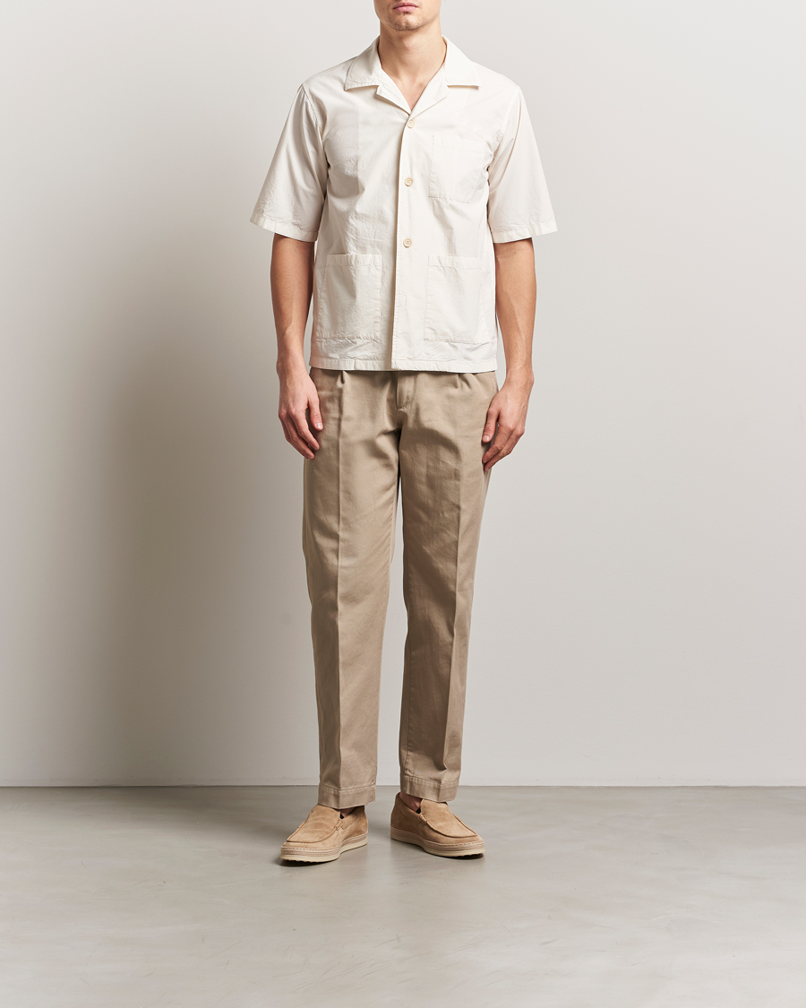 Homme | Chemises | Aspesi | Short Sleeve Utility Shirt Light Beige