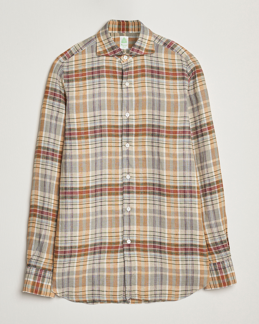 Homme | Chemises | Finamore Napoli | Gaeta Linen Shirt Beige Check