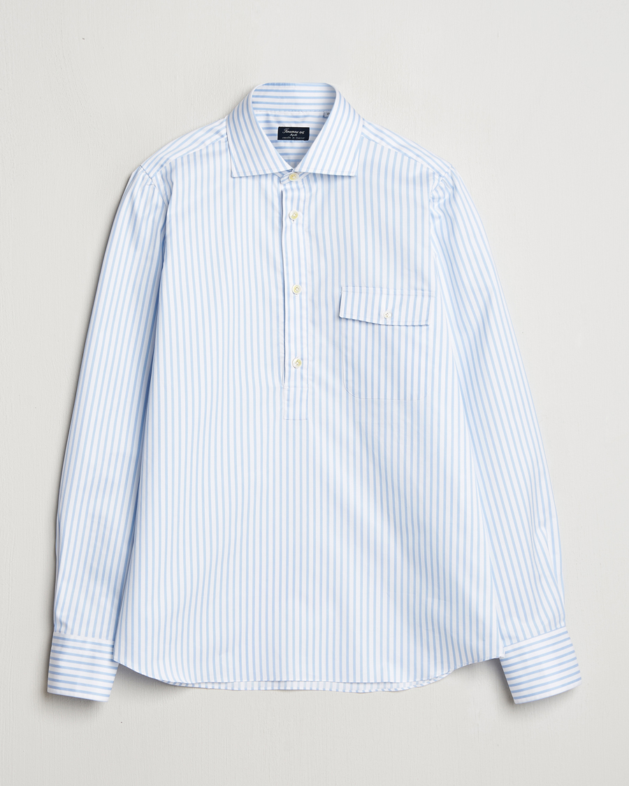Heren | Overhemden | Finamore Napoli | Porto Popover Shirt Light Blue