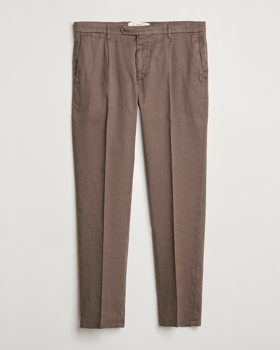 Heren | Broeken | Briglia 1949 | Pleated Linen Trousers Brown