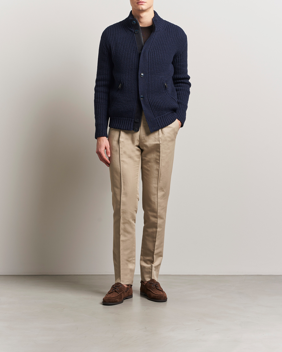 Heren | Truien | Brioni | Heavy Rib Cotton Cardigan Jacket Navy