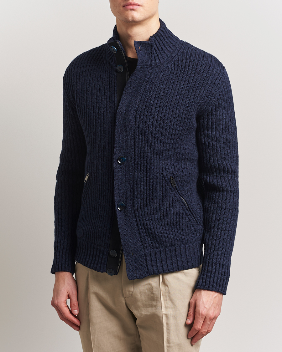 Heren | Truien | Brioni | Heavy Rib Cotton Cardigan Jacket Navy