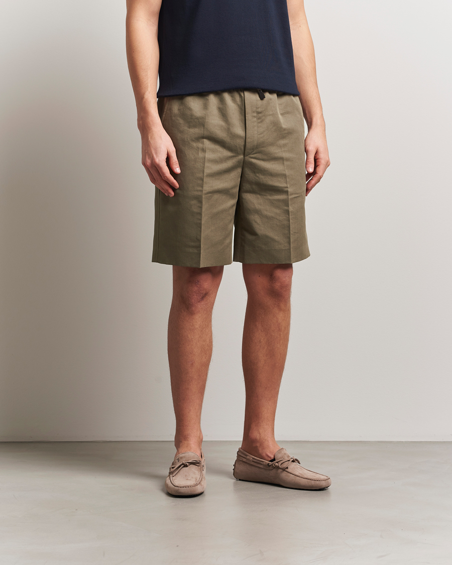 Heren | Korte broek | Brioni | Cotton/Linen Drawstring Shorts Military