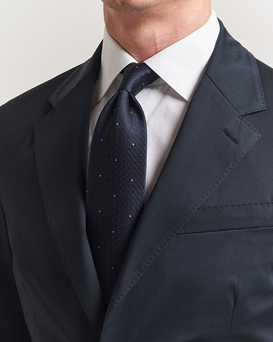 Homme | Cravates | Brioni | Jacquard Silk Tie Navy