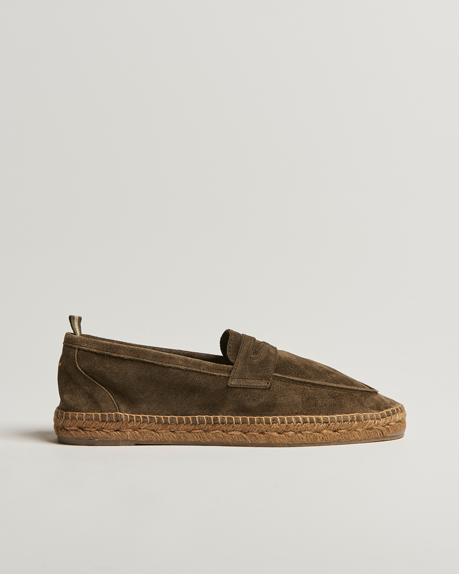 Homme | Espadrilles | Castañer | Nacho Casual Suede Loafers Verde Bosque