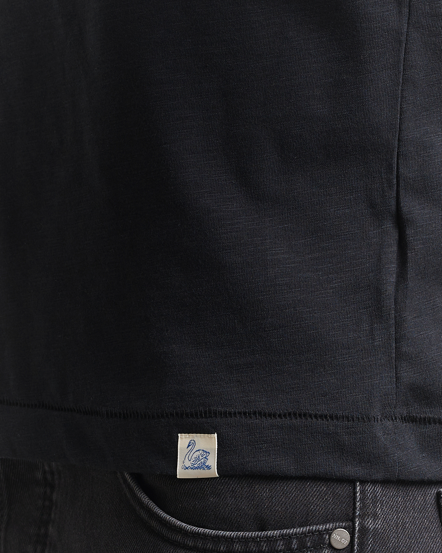 Heren | T-shirts | Merz b. Schwanen | Organic Pima Cotton Slub Crew Neck T-Shirt Black