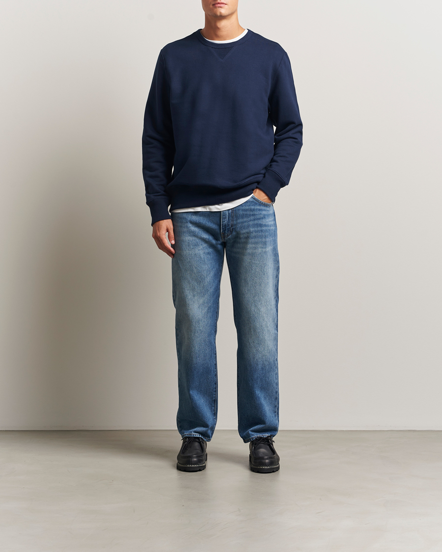 Heren | Truien | Merz b. Schwanen | Sturdy Loopback Fleece Sweatshirt Ink Blue