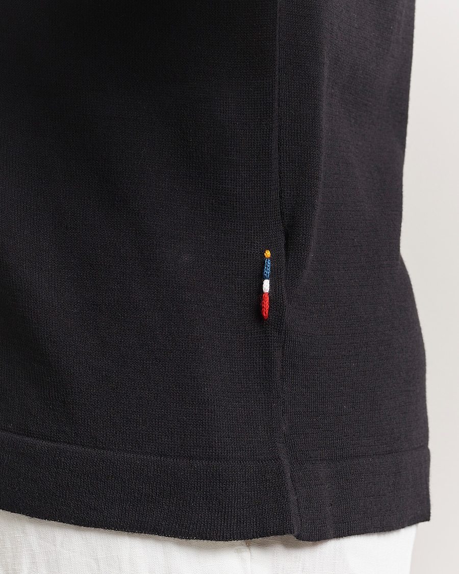 Homme | Chemises | Orlebar Brown | Keeling Silk/Cotton Knitted Shirt Black/White Sand