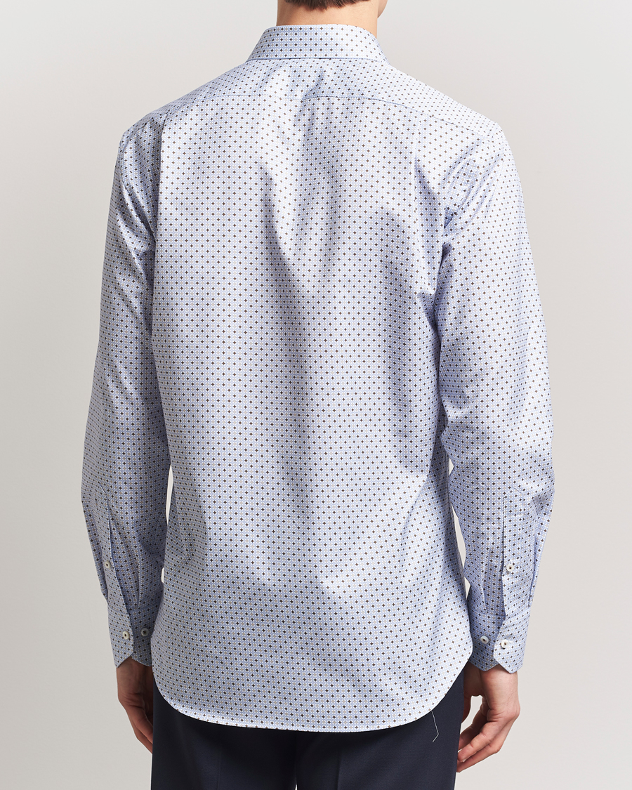 Heren | Overhemden | Stenströms | Fitted Body Printed Cut Away Shirt Blue