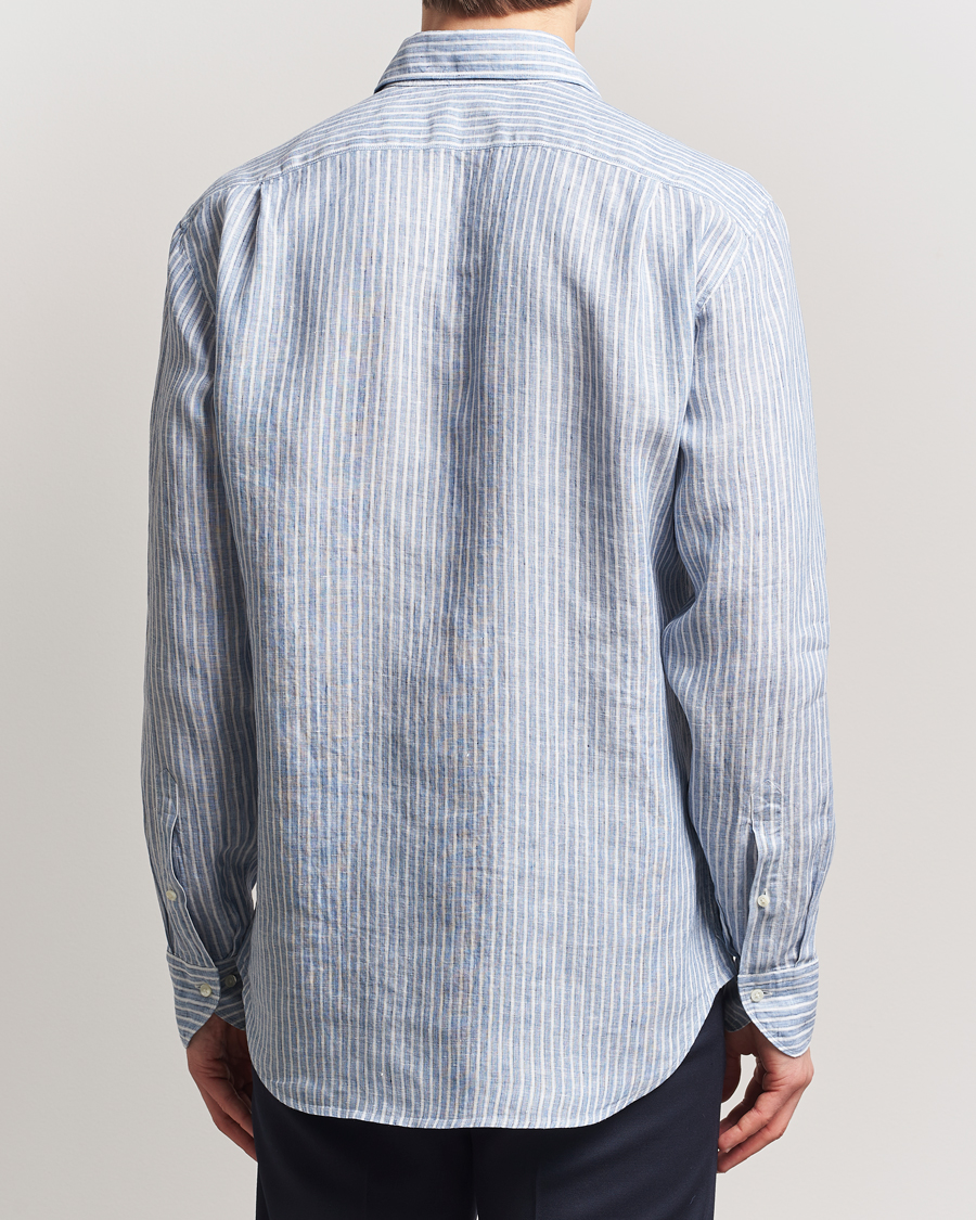 Heren | Overhemden | Stenströms | Fitted Body Striped Linen Shirt Blue
