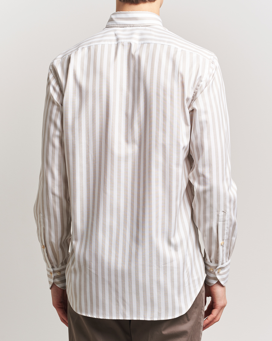 Homme | Chemises | Stenströms | Fitted Body Wide Stripe Oxford Shirt Beige
