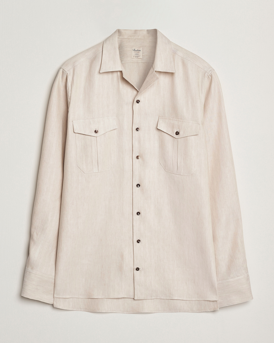 Heren | Overhemden | Stenströms | Cotton/Lyocel Herringbone Overshirt Beige