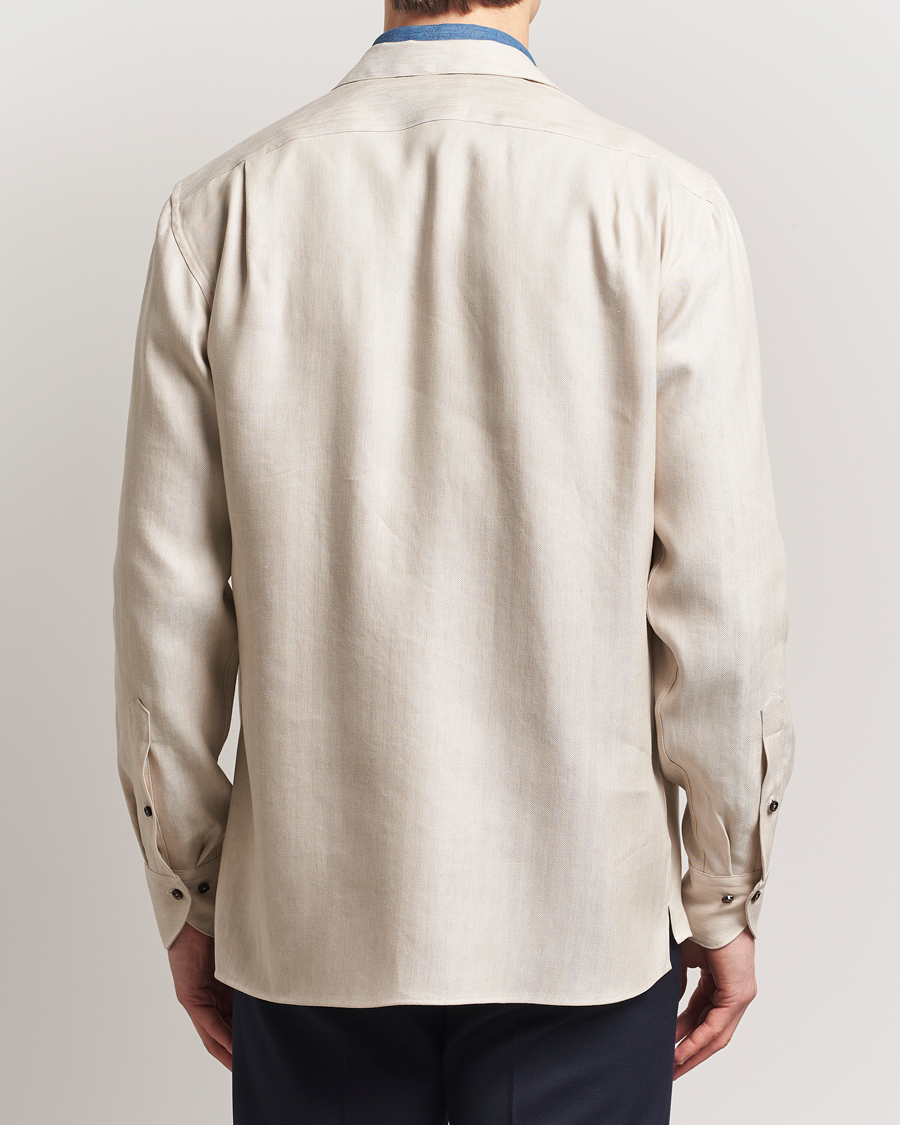 Heren | Overhemden | Stenströms | Cotton/Lyocel Herringbone Overshirt Beige