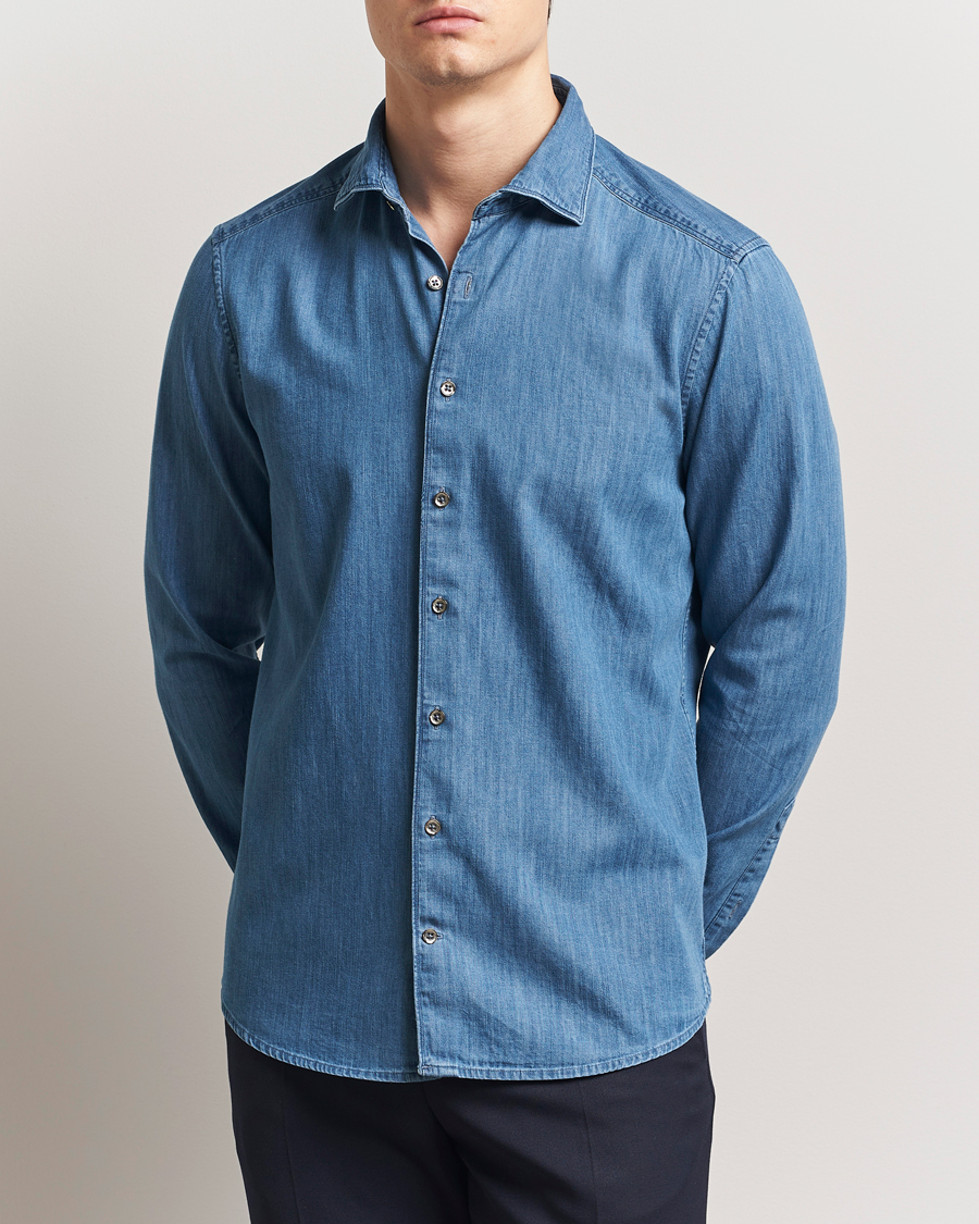 Heren | Overhemden | Stenströms | Slimline Denim Shirt Blue