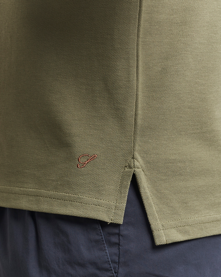 Heren | Polo's | Stenströms | Organic Cotton Piquet Polo Shirt Olive