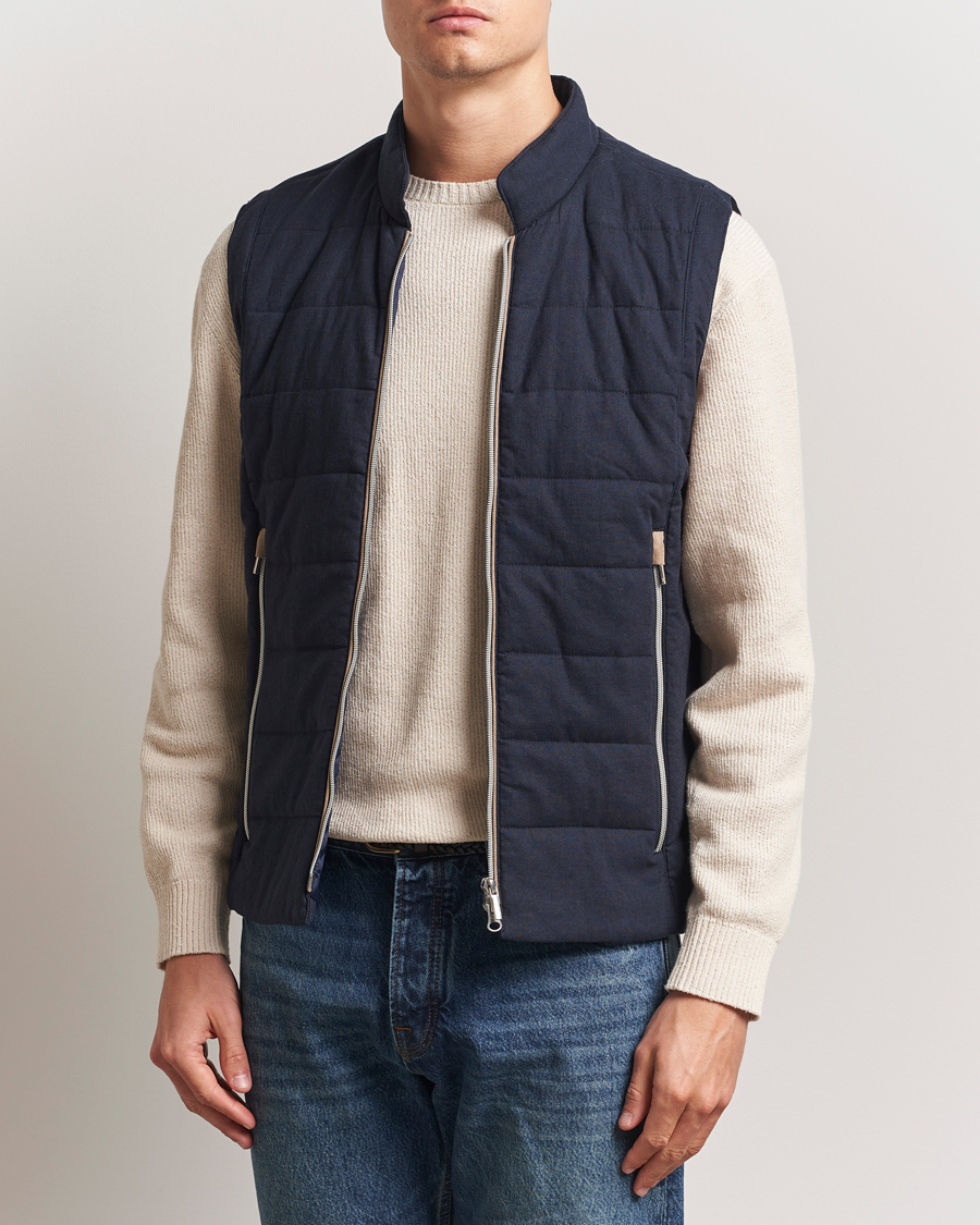 Homme | Manteaux Et Vestes | Stenströms | Linen/Alcantar Vest Navy