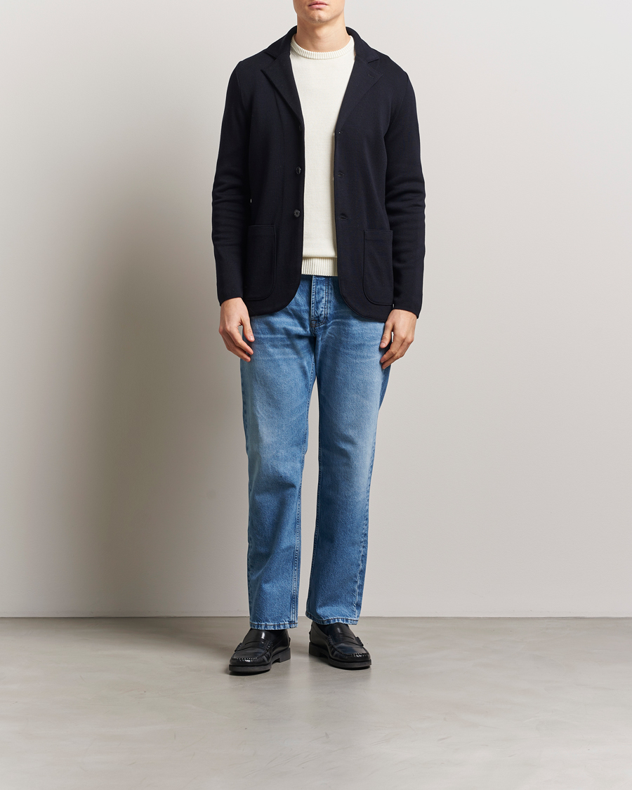 Heren | Blazers | Stenströms | Milano Knitted Blazer Navy