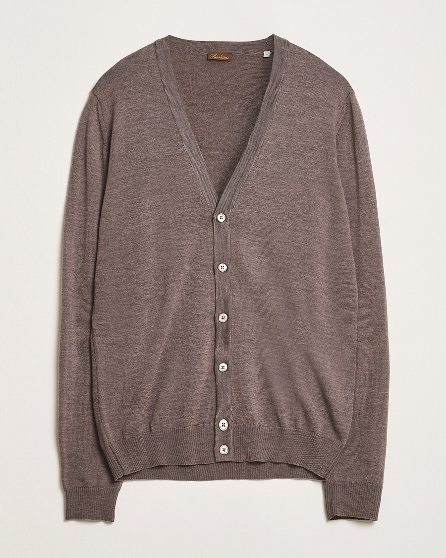 Heren | Truien | Stenströms | Merino Cardigan Brown