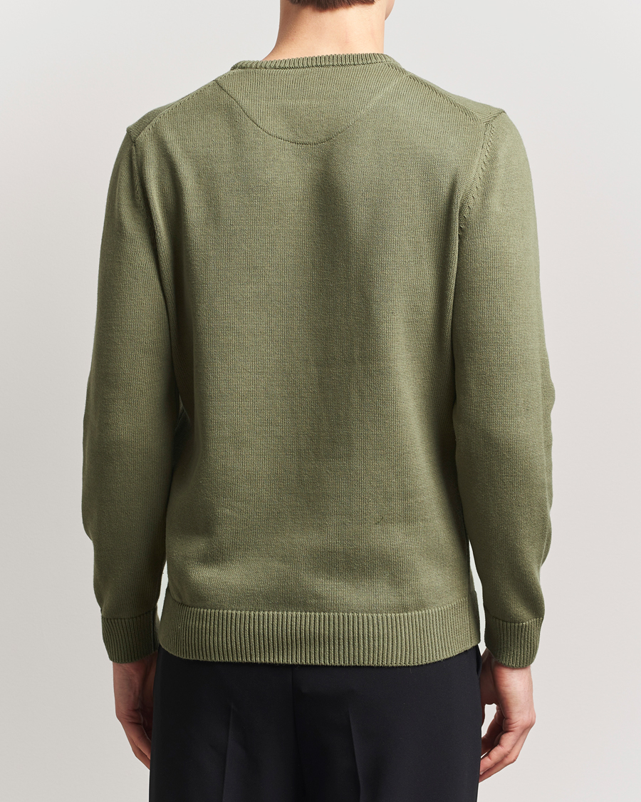 Heren | Truien | Stenströms | Organic Cotton Knitted Sweater Olive