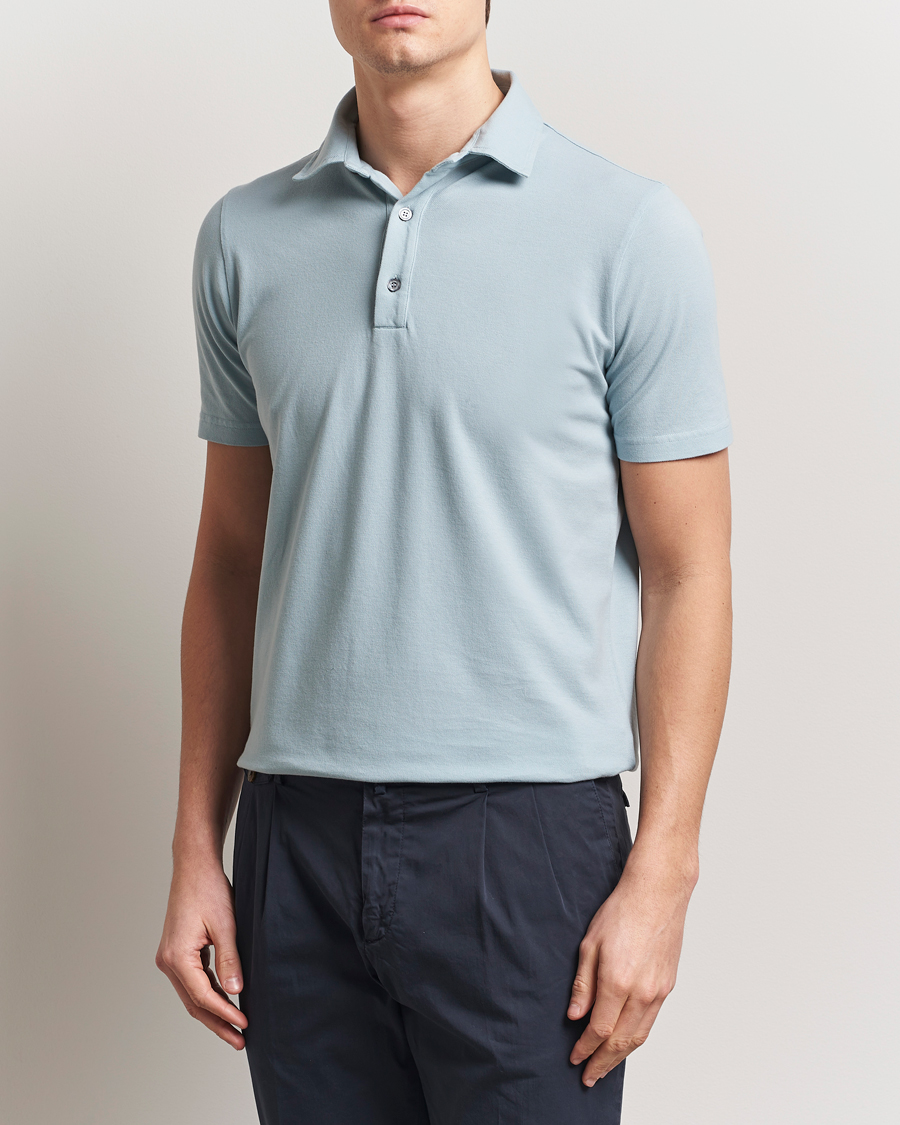 Homme | Polos | Zanone | Soft Cotton Piquet Polo Light Blue