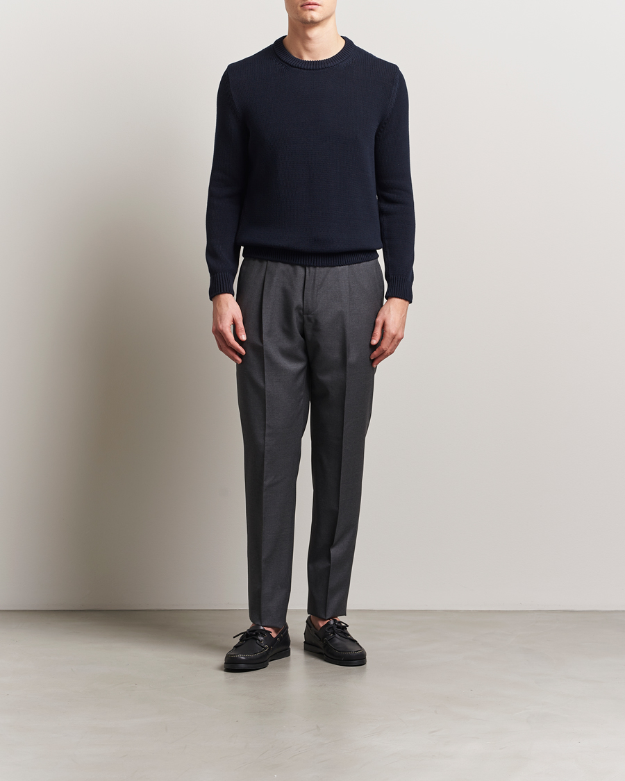 Heren | Truien | Zanone | Soft Cotton Crewneck Sweater Navy