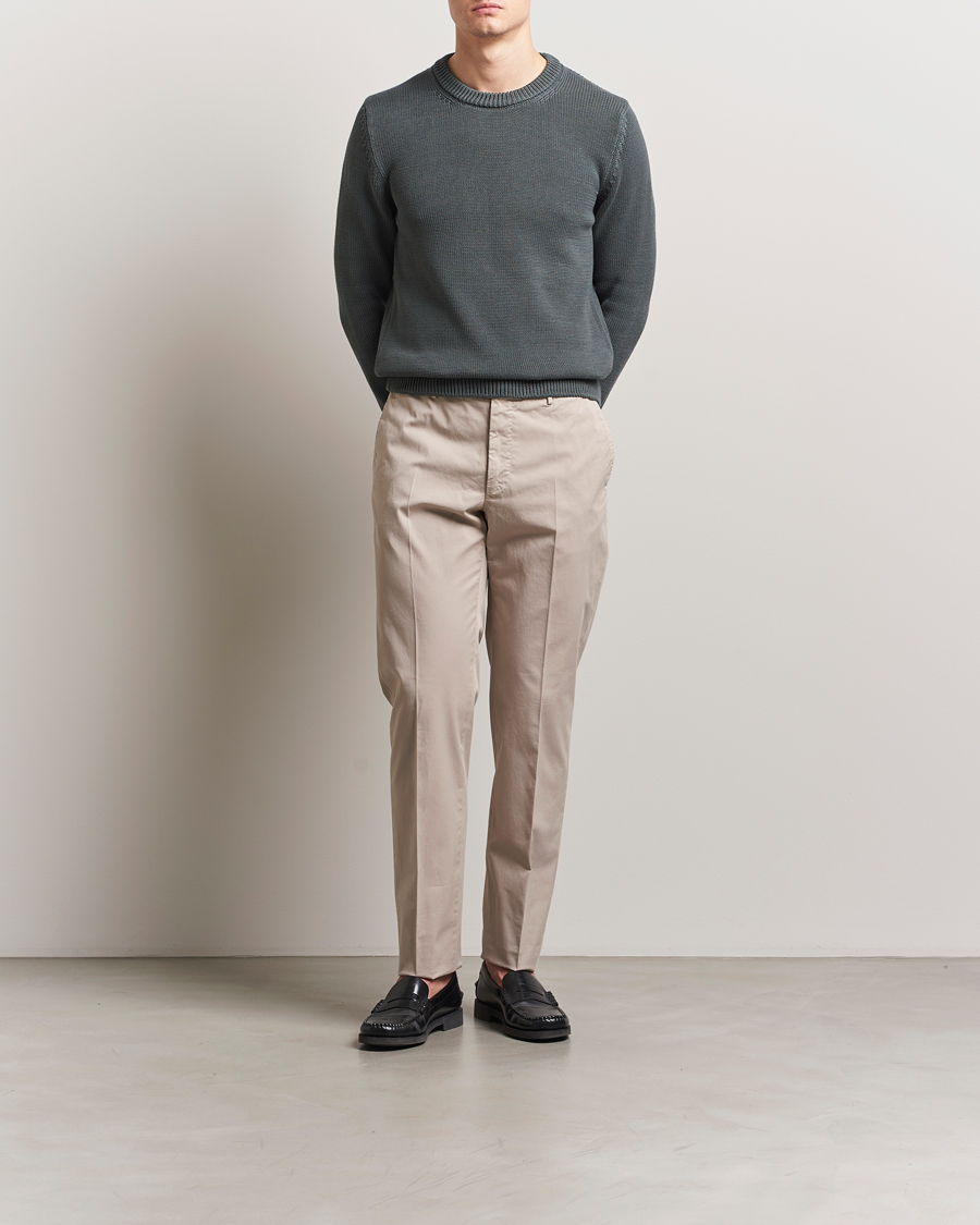 Heren | Truien | Zanone | Soft Cotton Crewneck Sweater Dark Green