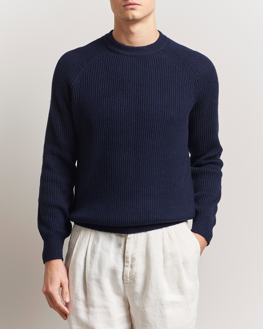 Homme | Pulls Et Tricots | Brunello Cucinelli | Heavy Rib Stitch Crew Neck Navy