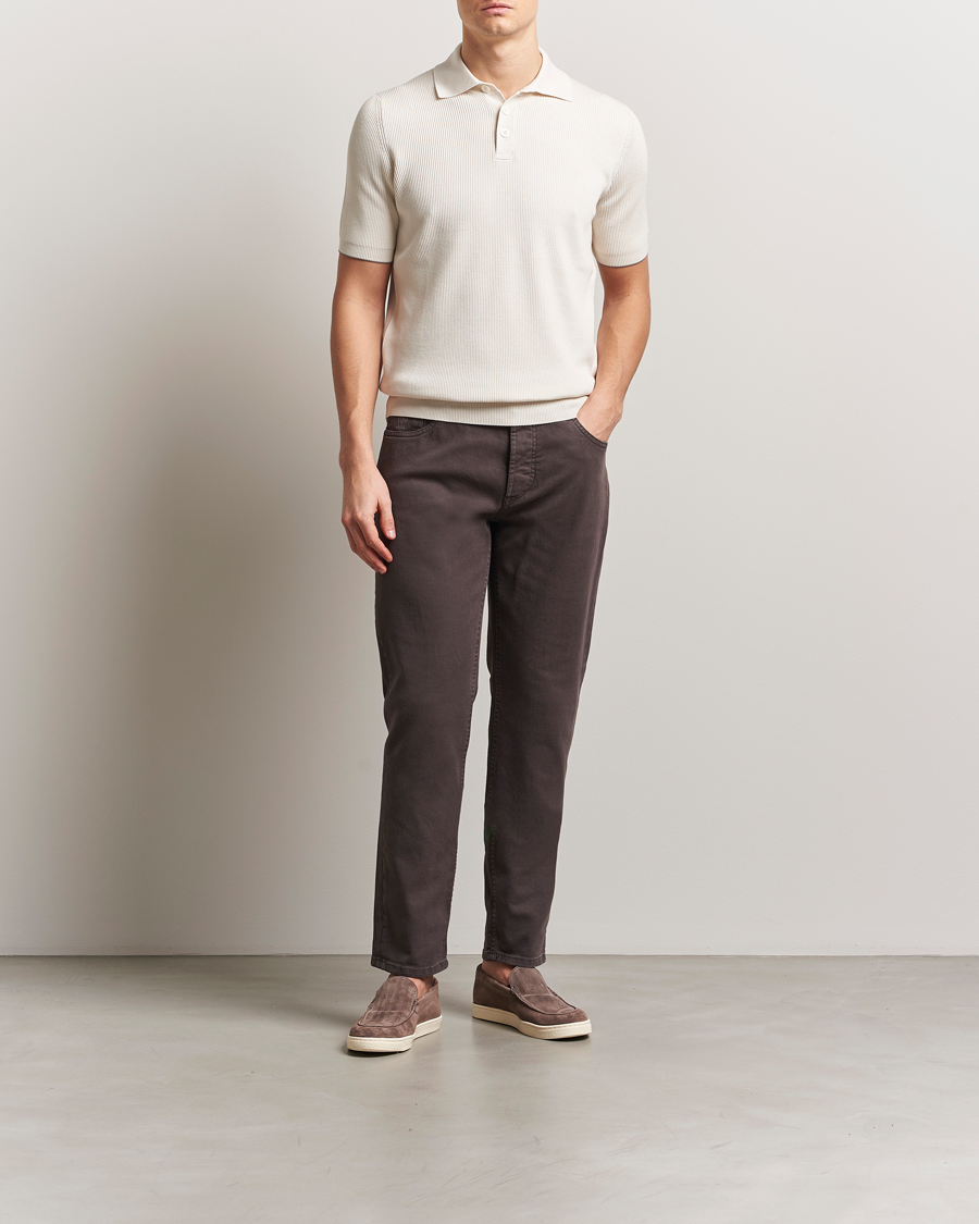 Heren | Polo's | Brunello Cucinelli | Cotton Rib Knitted Polo Off White