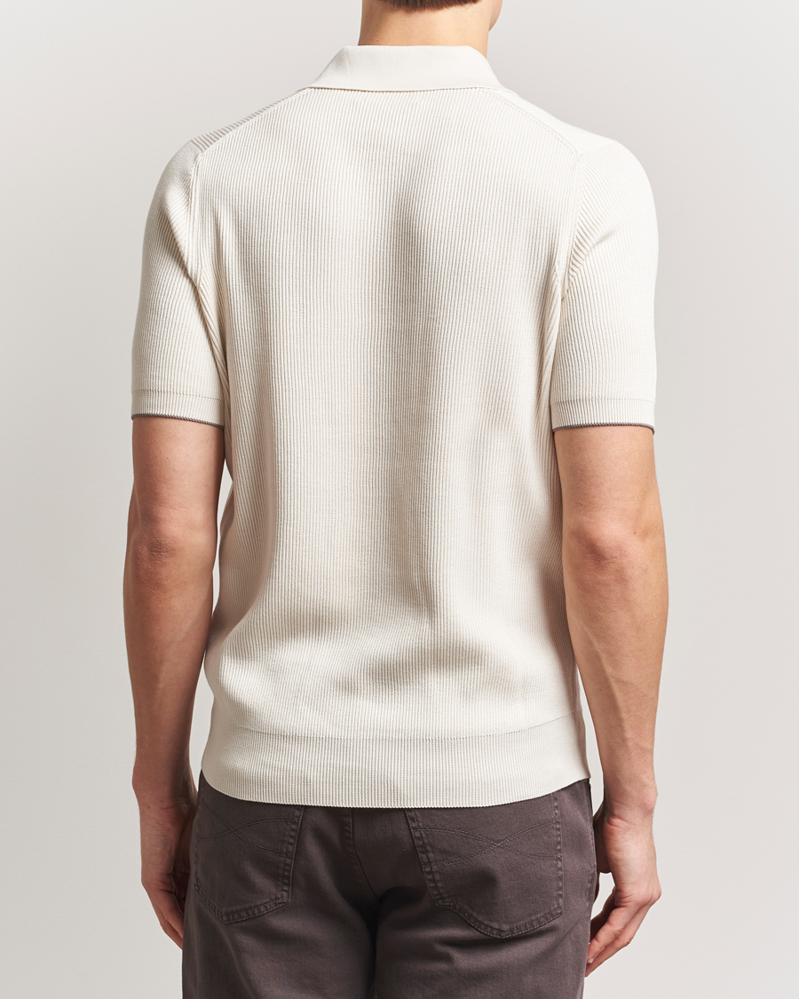 Heren | Polo's | Brunello Cucinelli | Cotton Rib Knitted Polo Off White