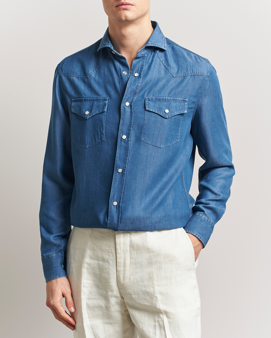 Heren | Overhemden | Brunello Cucinelli | Denim Western Shirt Navy