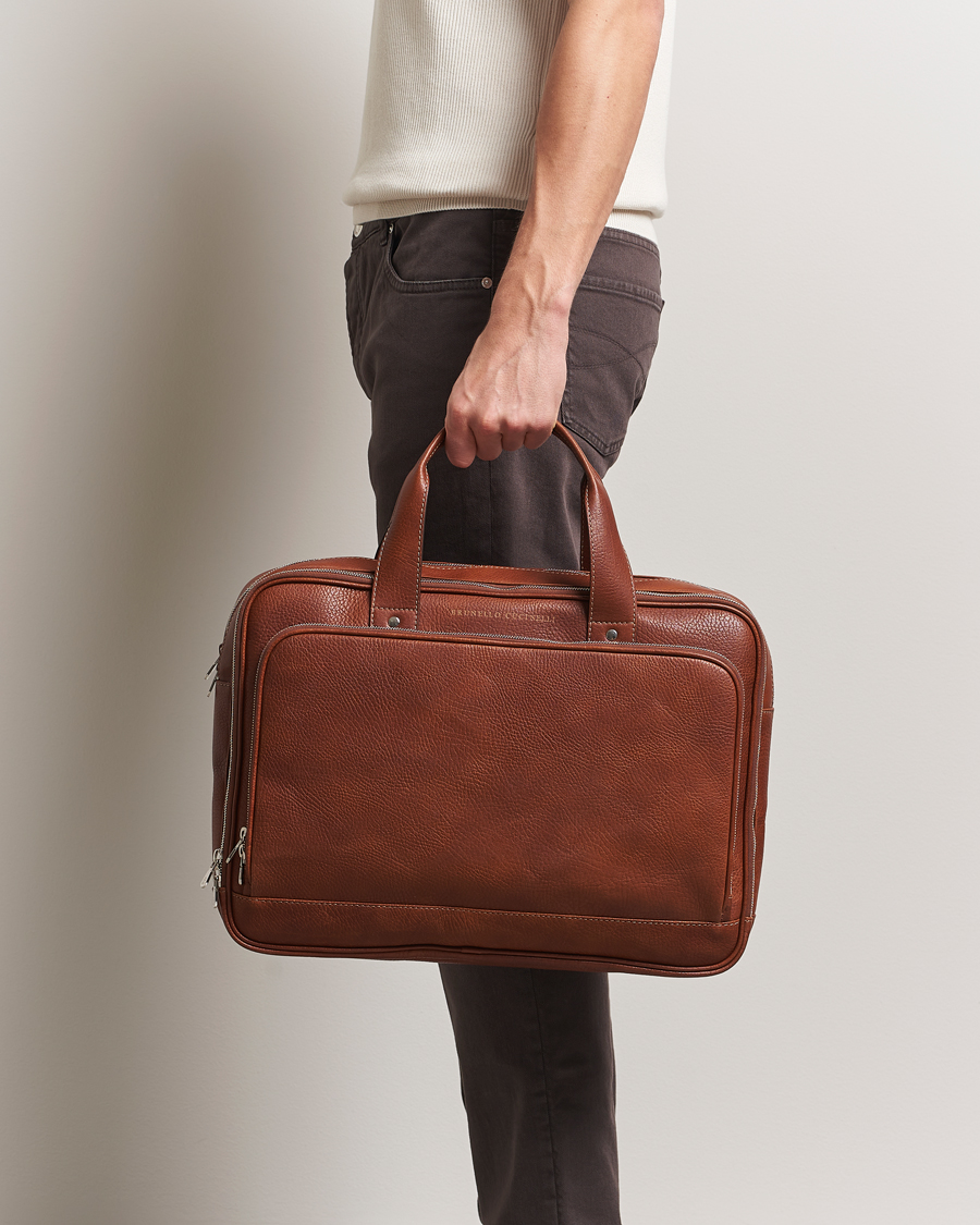 Heren | Tassen | Brunello Cucinelli | Grain Leather Briefcase Cognac