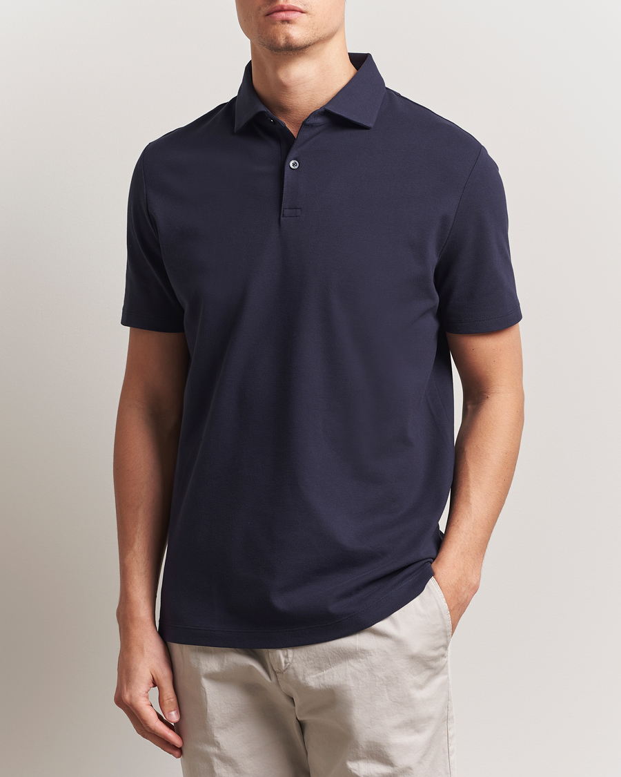 Heren | Polo's | Charles Tyrwhitt | Short Sleeve Cotton Pique Polo Navy