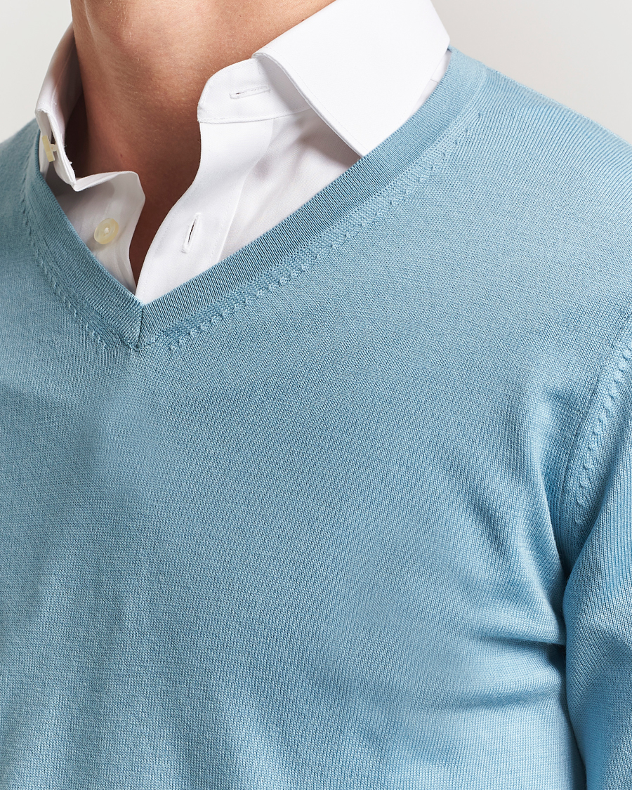 Heren | Truien | Charles Tyrwhitt | Pure Merino V-Neck Jumper Aqua Green