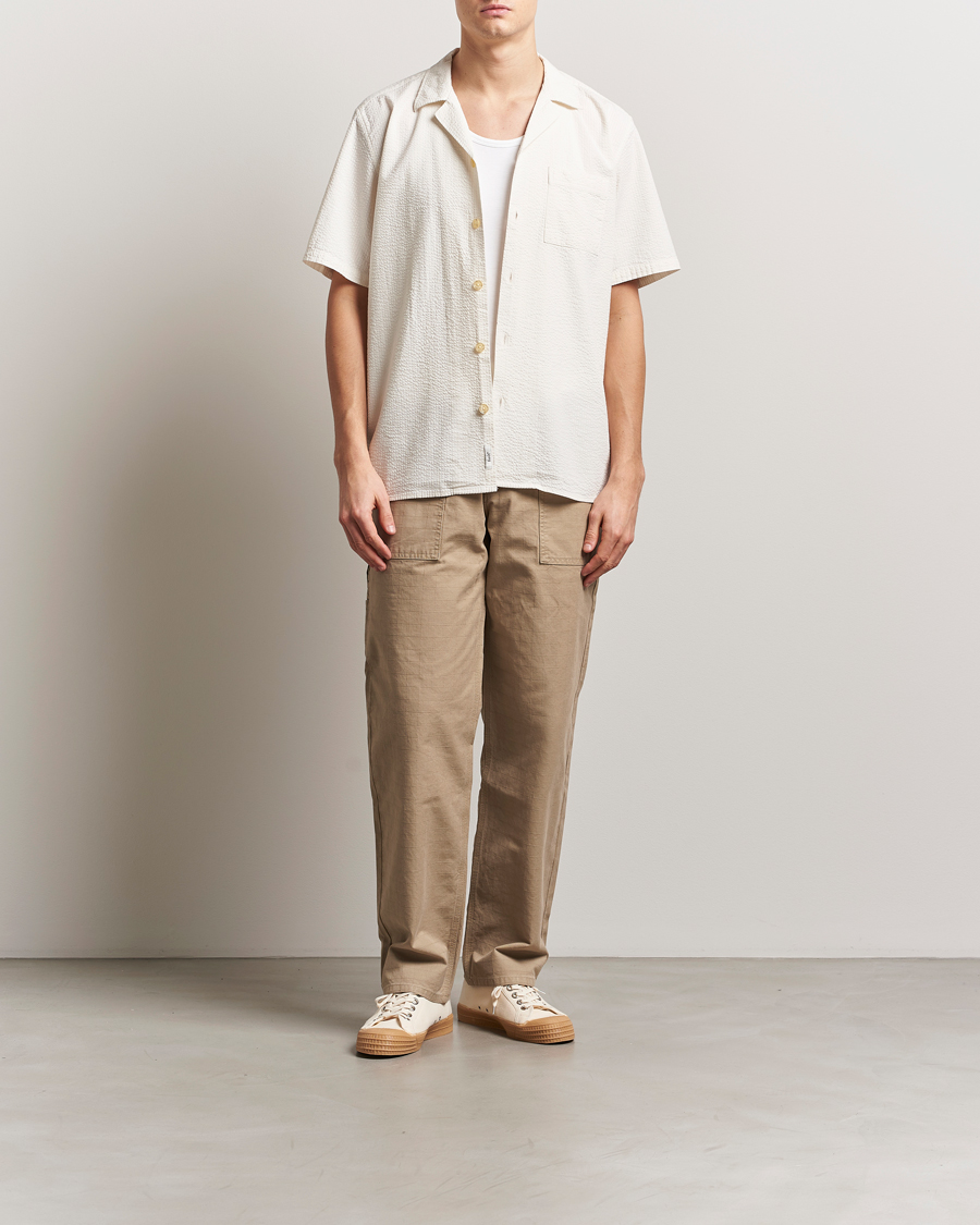 Heren | Overhemden | Forét | Hush Short Sleeve Seersucker Shirt Cloud