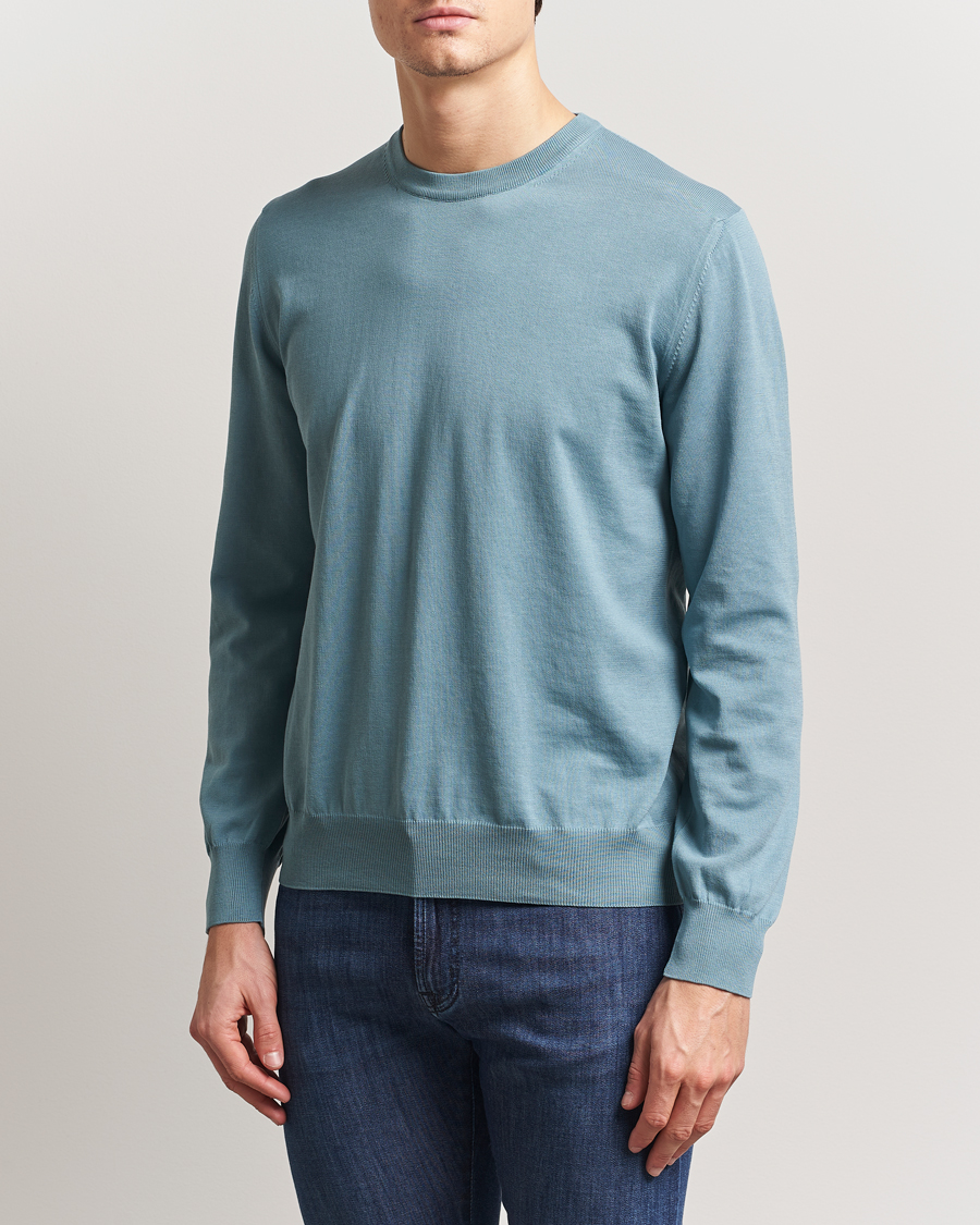 Heren | Truien | Canali | Cotton Crew Neck Pullover Teal