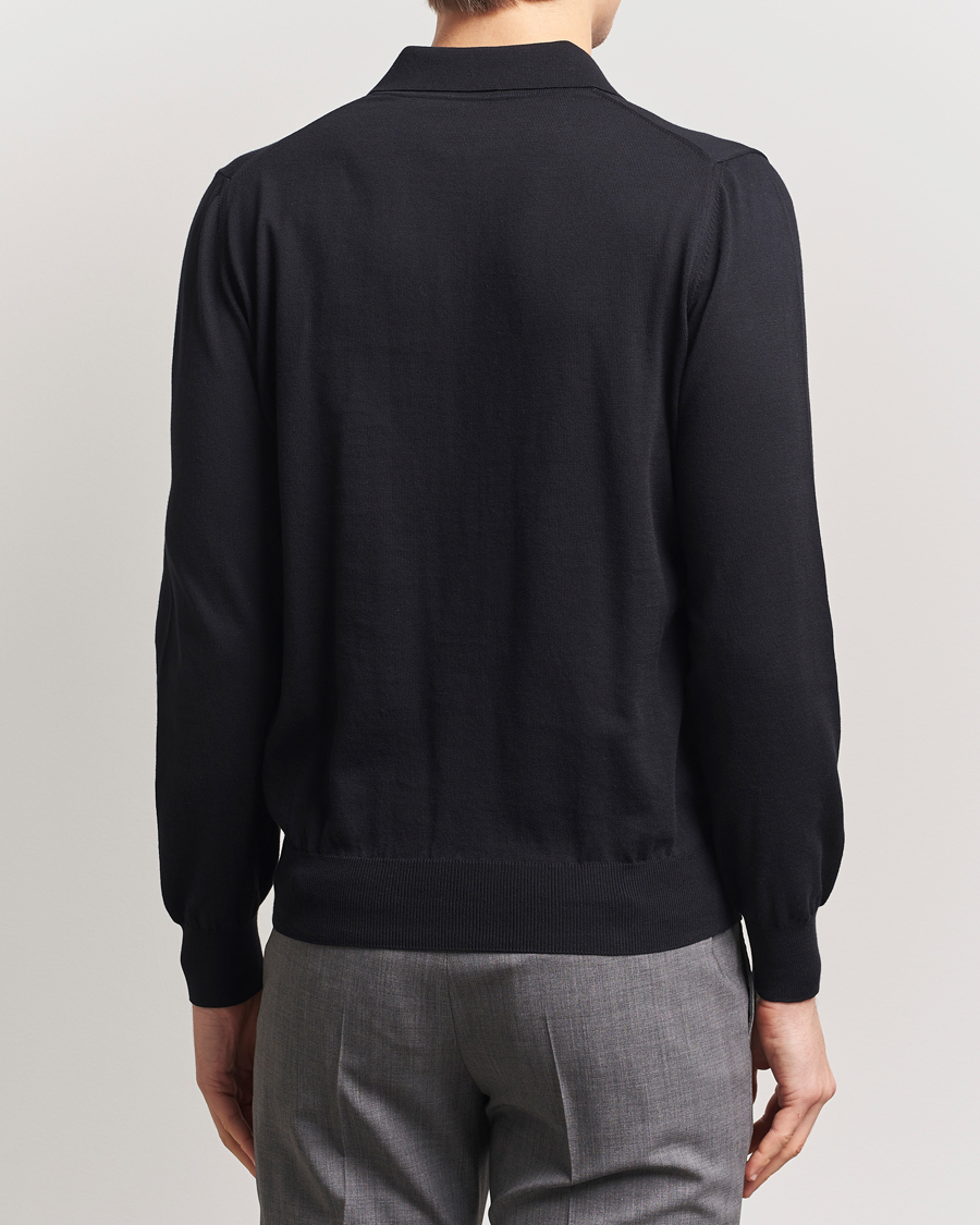 Homme | Pulls Et Tricots | Canali | Cotton Long Sleeve Polo Black